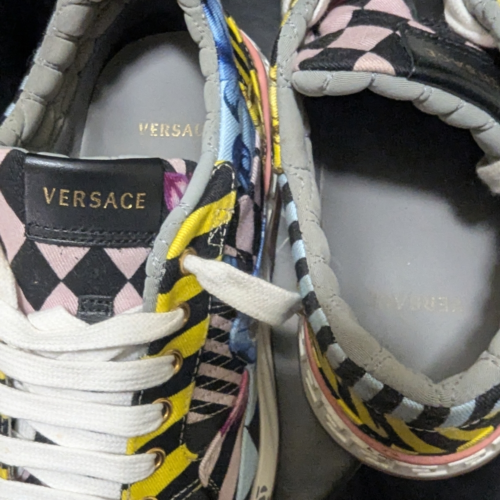 Versace Black and Pink Patterned Sneakers - Picture 4 of 7